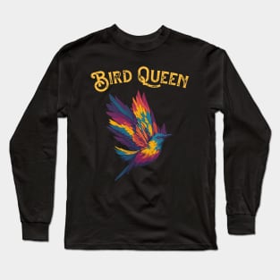 I like Pink Birds Queen Funny vintage Bird theme Lover Crown Long Sleeve T-Shirt